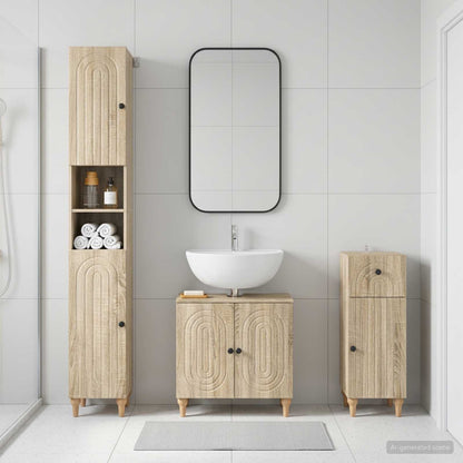 vidaXL 3 Piece Bathroom Cabinet Set ALKMAAR Engineered Wood