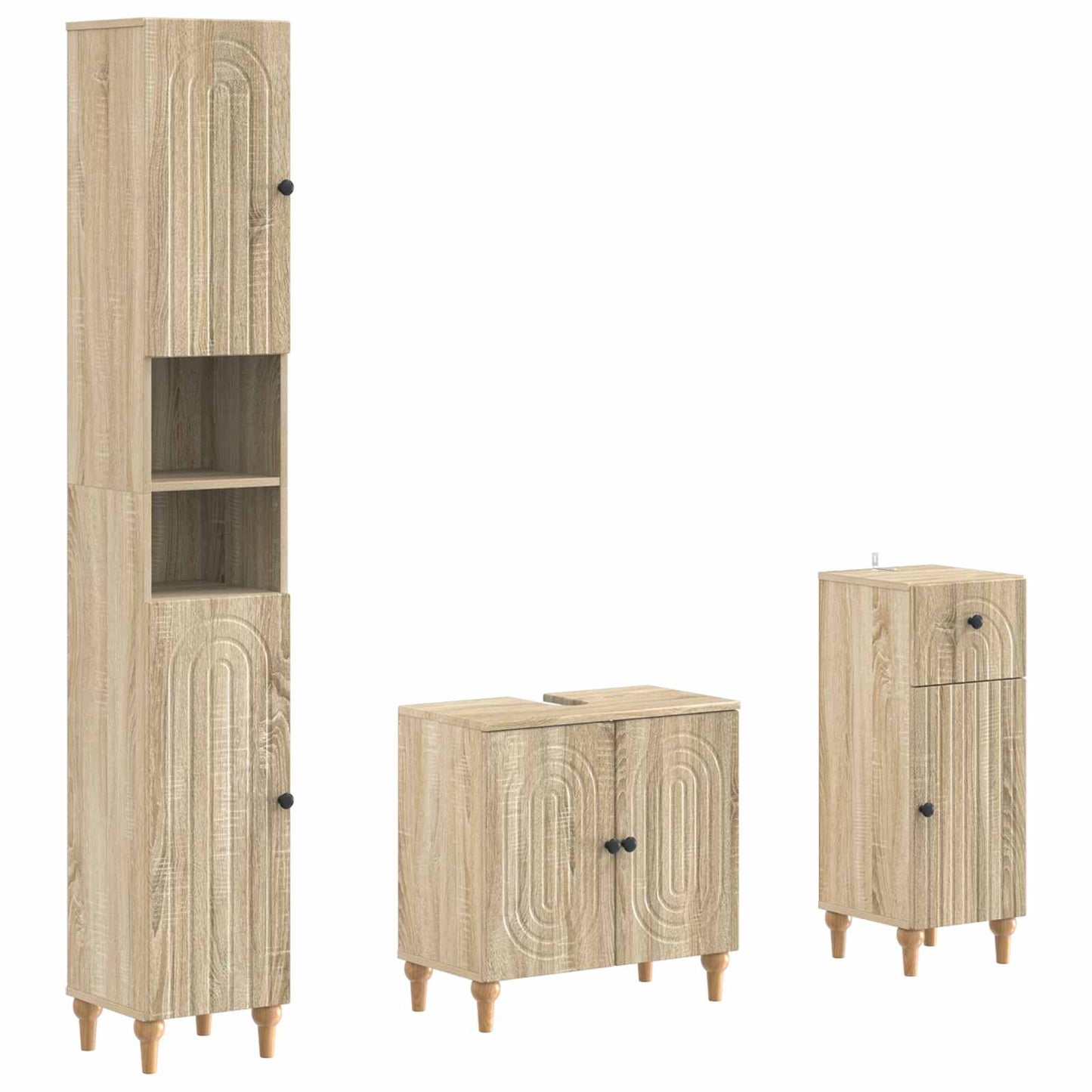 vidaXL 3 Piece Bathroom Cabinet Set ALKMAAR Engineered Wood