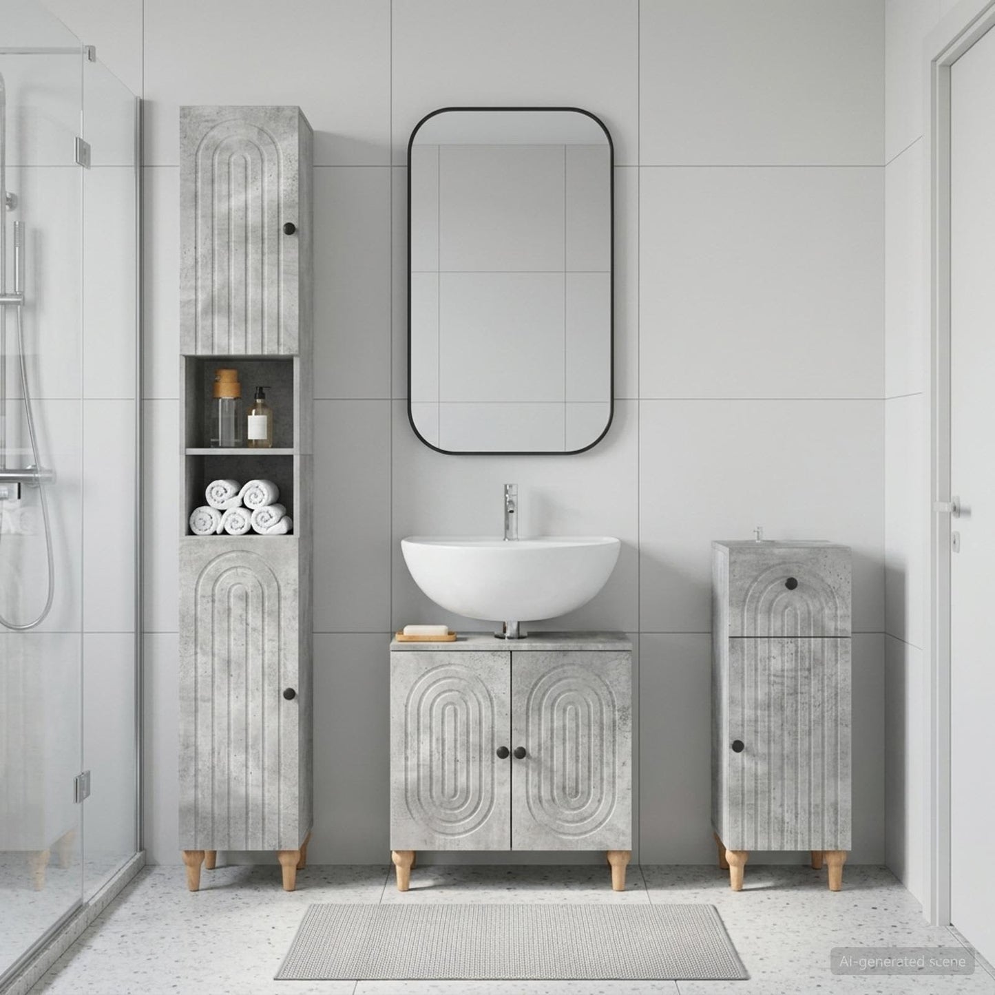 vidaXL 3 Piece Bathroom Cabinet Set ALKMAAR Engineered Wood