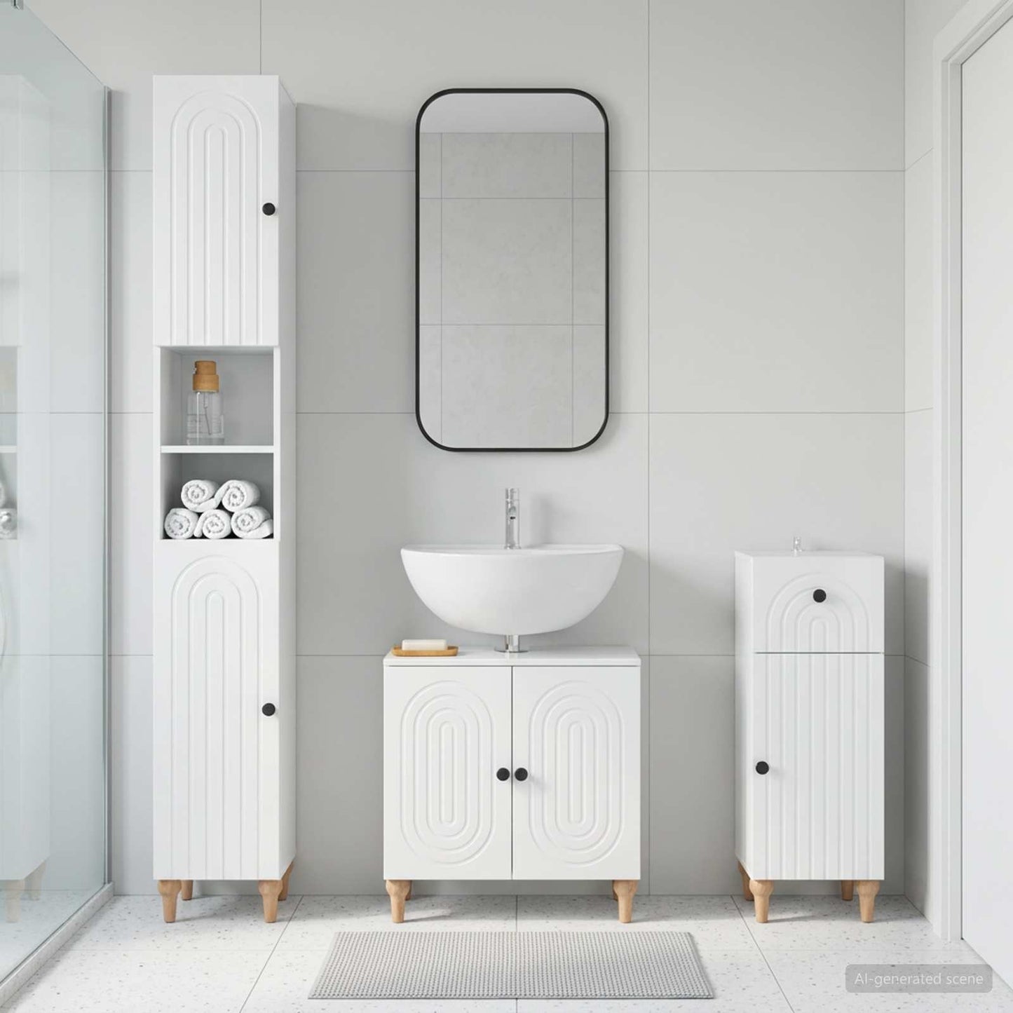 vidaXL 3 Piece Bathroom Cabinet Set ALKMAAR Engineered Wood