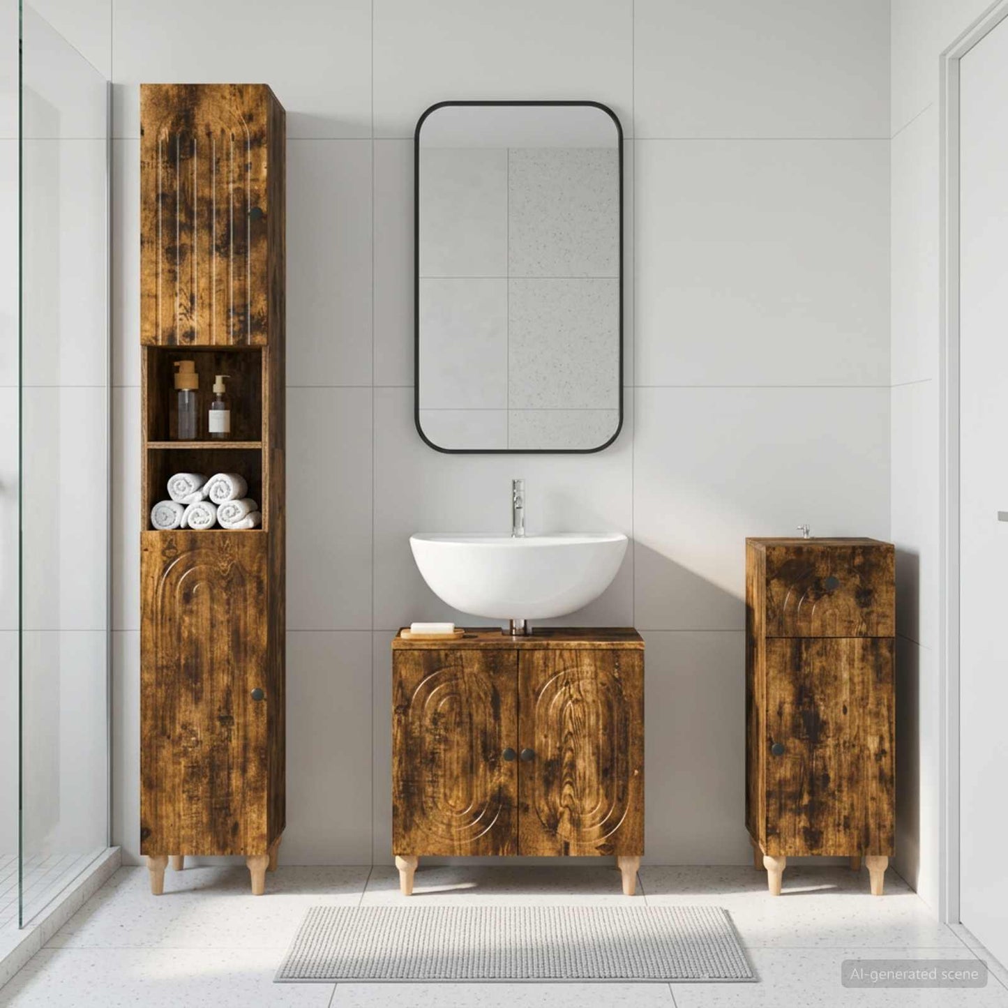 vidaXL 3 Piece Bathroom Cabinet Set ALKMAAR Engineered Wood