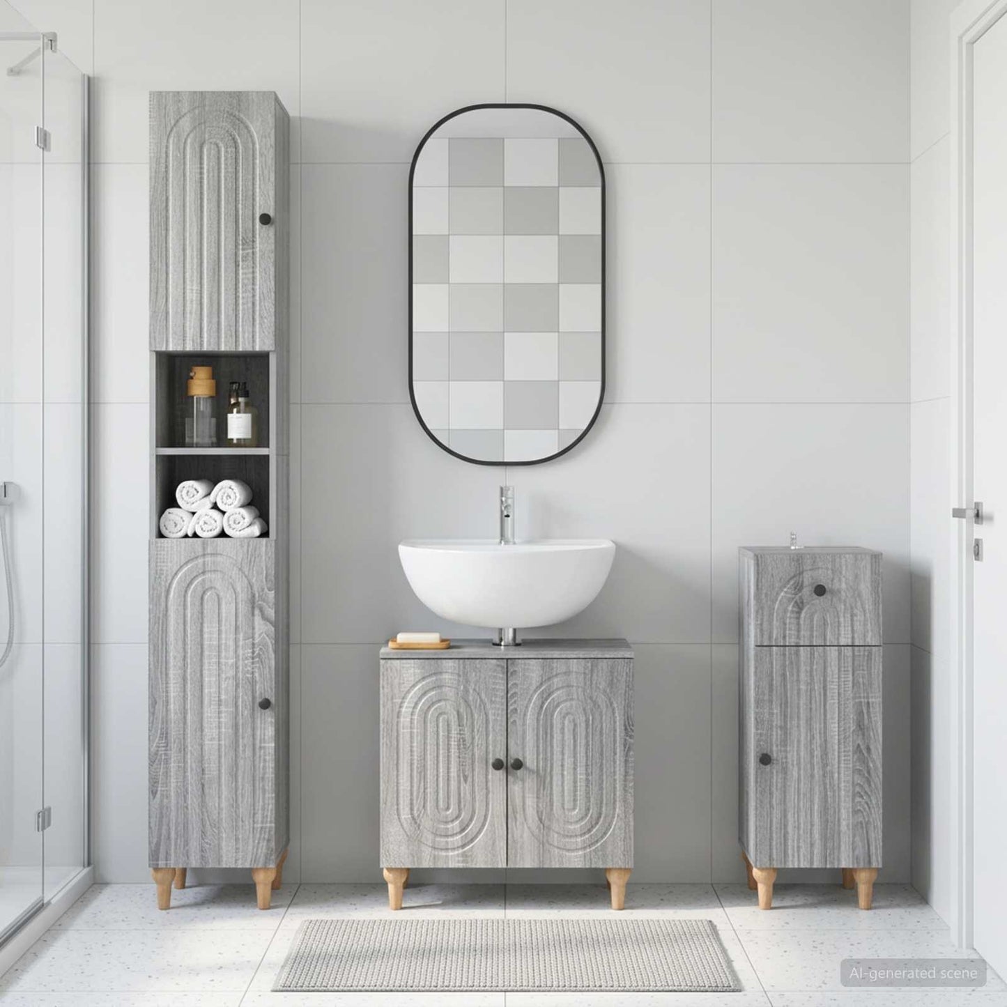 vidaXL 3 Piece Bathroom Cabinet Set ALKMAAR Engineered Wood