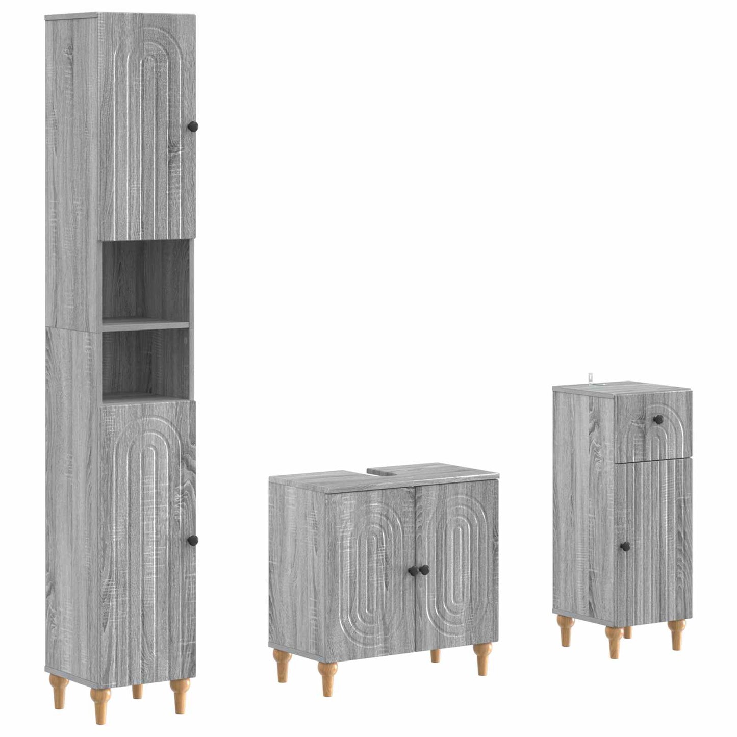 vidaXL 3 Piece Bathroom Cabinet Set ALKMAAR Engineered Wood