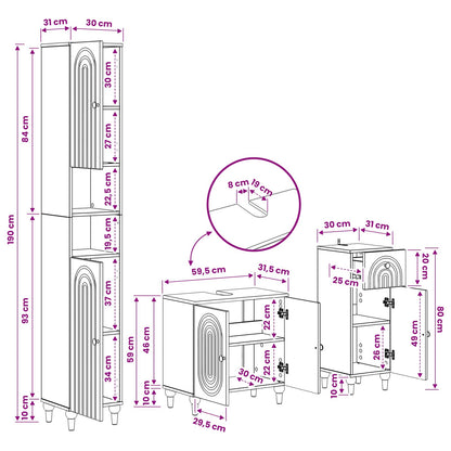 vidaXL 3 Piece Bathroom Cabinet Set ALKMAAR Engineered Wood