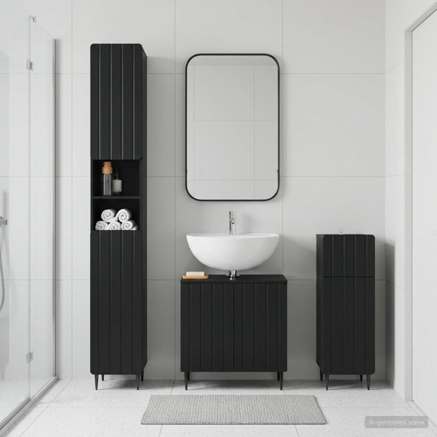vidaXL 3 Piece Bathroom Cabinet Set ZWOLLE Engineered Wood