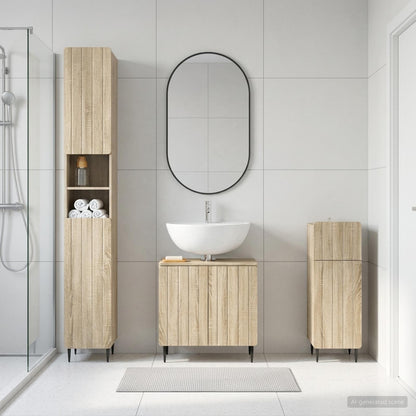 vidaXL 3 Piece Bathroom Cabinet Set ZWOLLE Engineered Wood