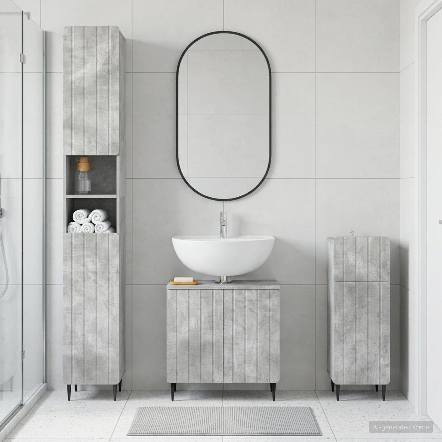 vidaXL 3 Piece Bathroom Cabinet Set ZWOLLE Engineered Wood
