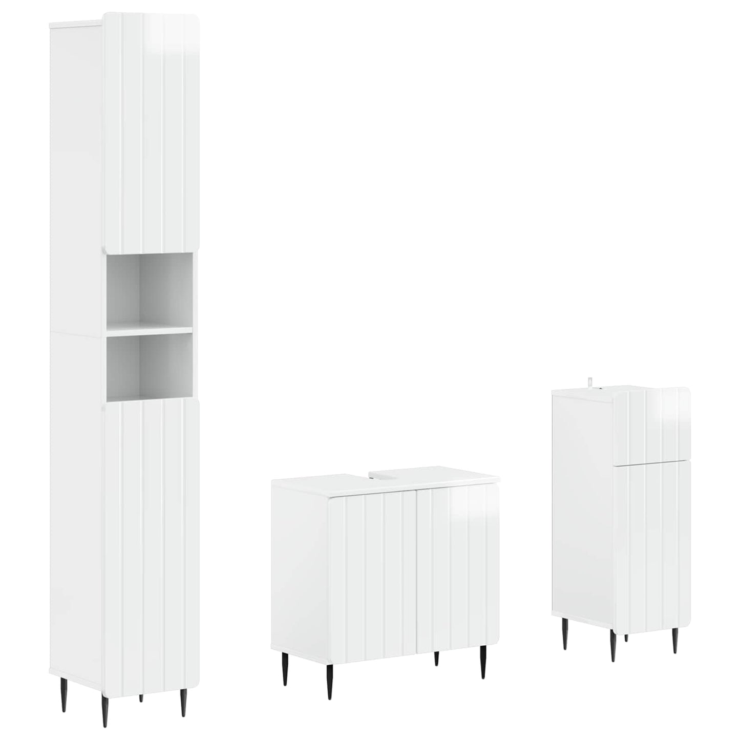 vidaXL 3 Piece Bathroom Cabinet Set ZWOLLE Engineered Wood