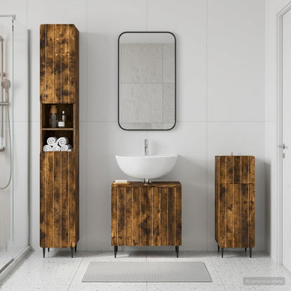 vidaXL 3 Piece Bathroom Cabinet Set ZWOLLE Engineered Wood