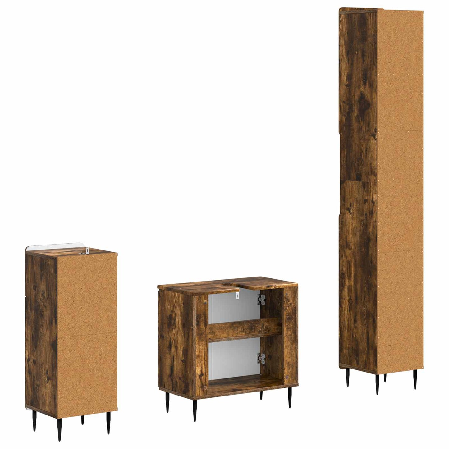 vidaXL 3 Piece Bathroom Cabinet Set ZWOLLE Engineered Wood