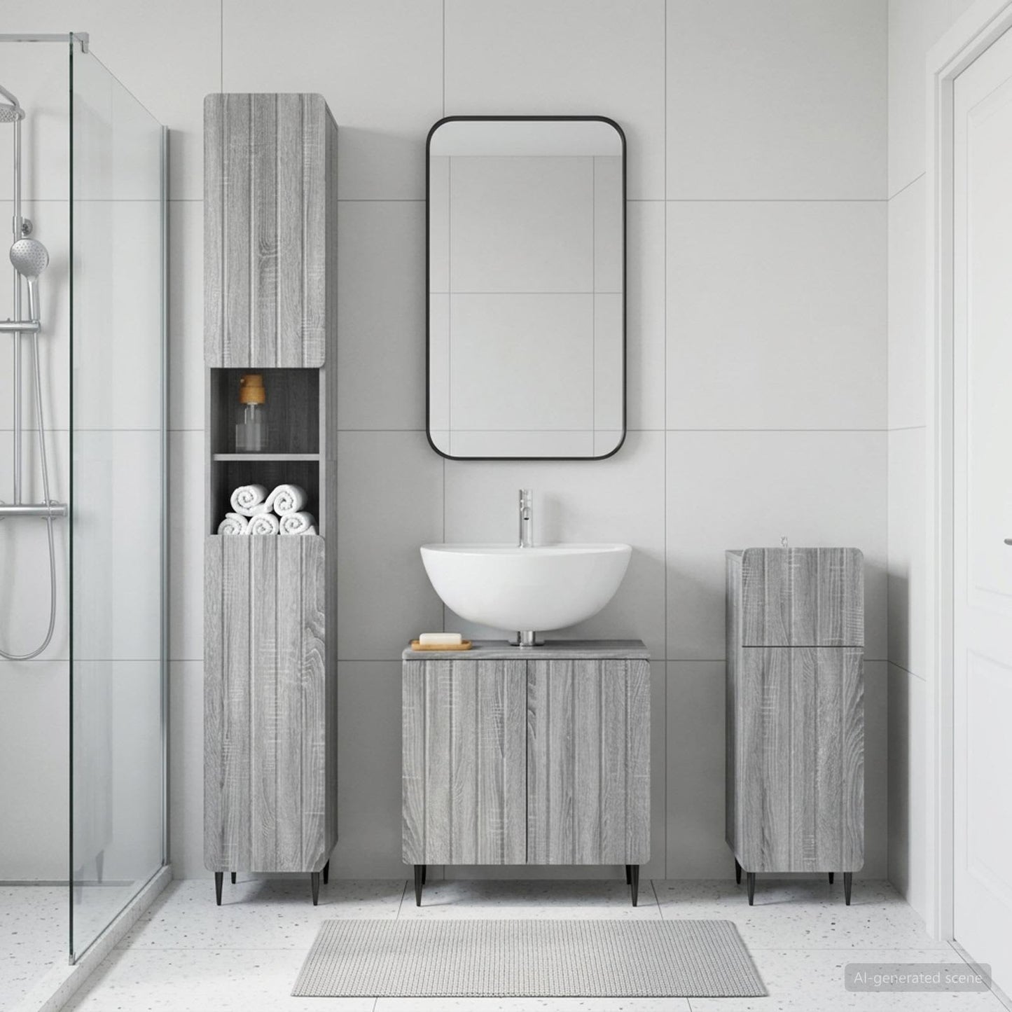 vidaXL 3 Piece Bathroom Cabinet Set ZWOLLE Engineered Wood