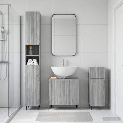 vidaXL 3 Piece Bathroom Cabinet Set ZWOLLE Engineered Wood