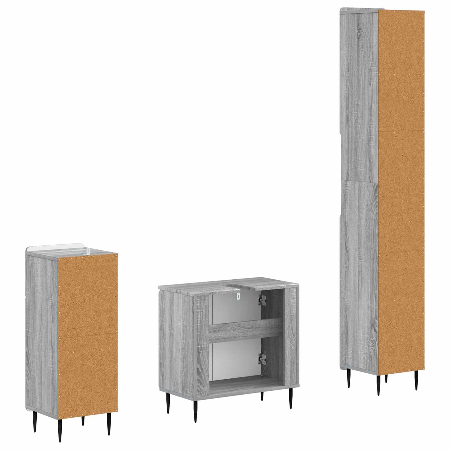 vidaXL 3 Piece Bathroom Cabinet Set ZWOLLE Engineered Wood