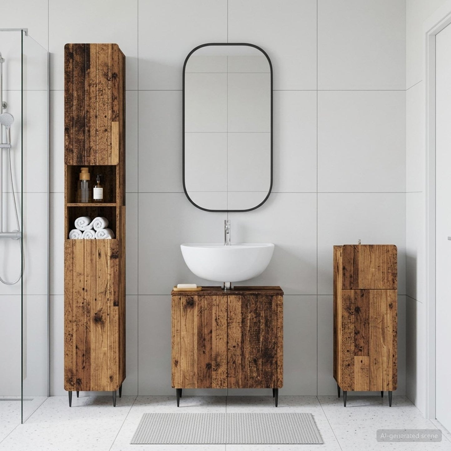 vidaXL 3 Piece Bathroom Cabinet Set ZWOLLE Engineered Wood
