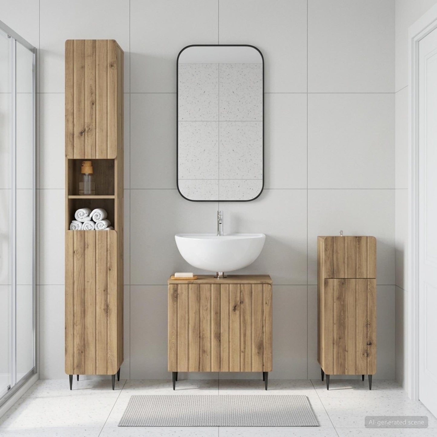 vidaXL 3 Piece Bathroom Cabinet Set ZWOLLE Engineered Wood