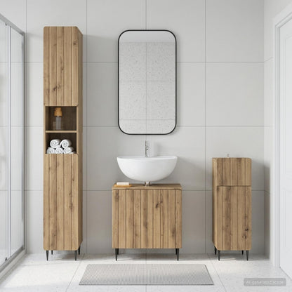vidaXL 3 Piece Bathroom Cabinet Set ZWOLLE Engineered Wood