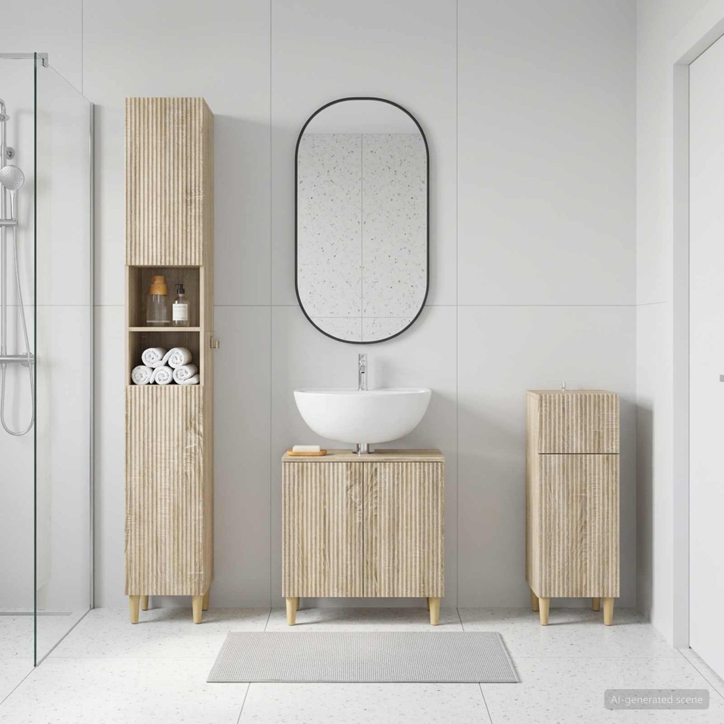 vidaXL 3 Piece Bathroom Cabinet Set ARNHEM Engineered Wood