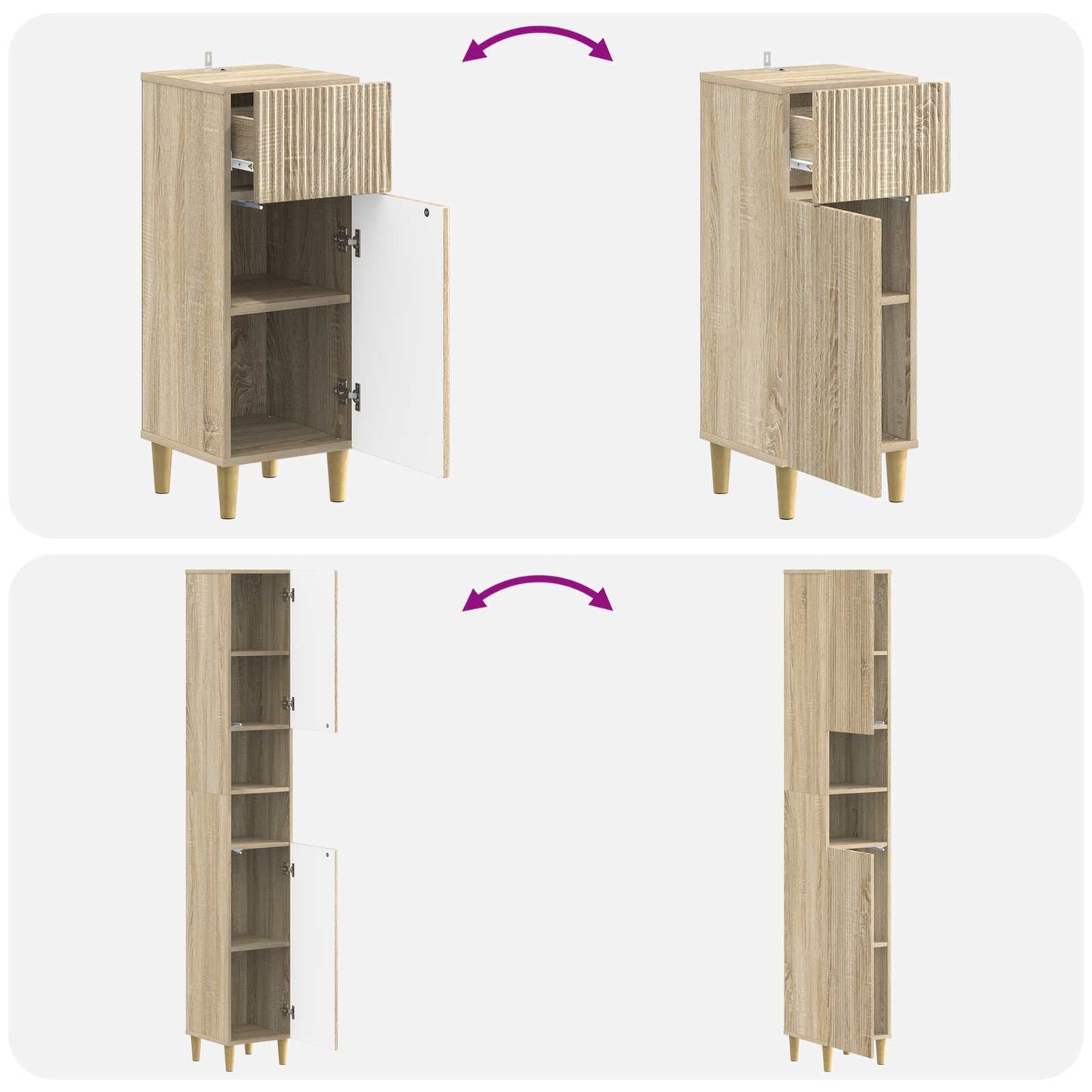 vidaXL 3 Piece Bathroom Cabinet Set ARNHEM Engineered Wood
