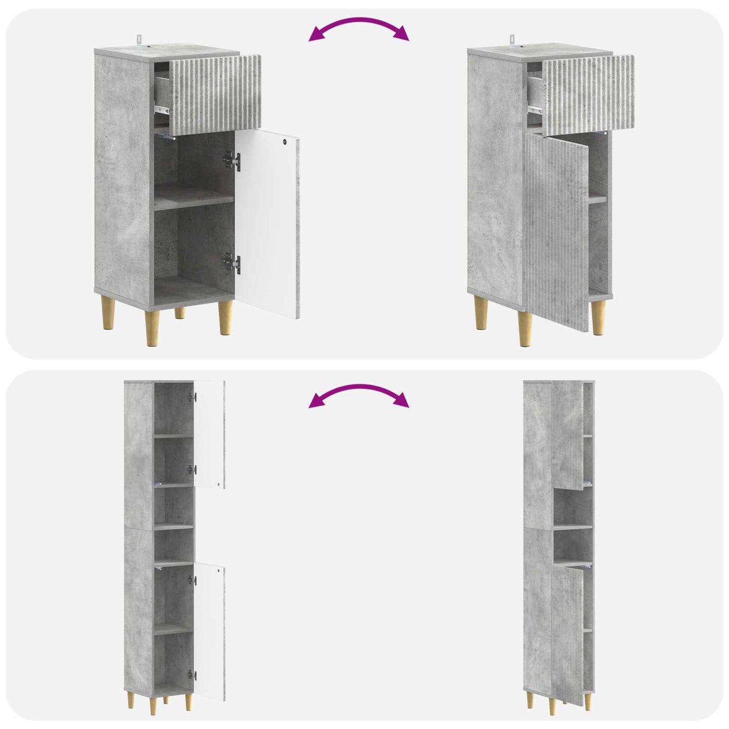 vidaXL 3 Piece Bathroom Cabinet Set ARNHEM Engineered Wood