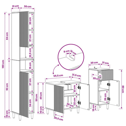 vidaXL 3 Piece Bathroom Cabinet Set ARNHEM Engineered Wood