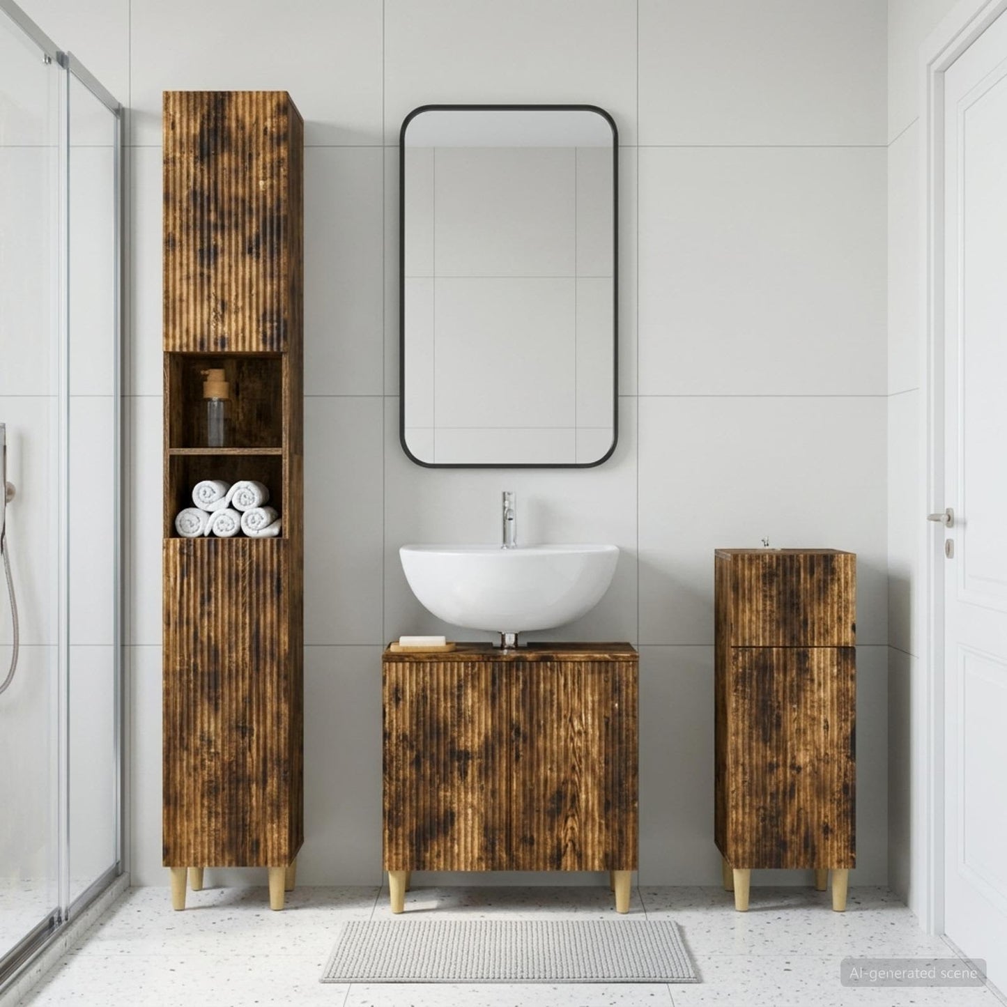 vidaXL 3 Piece Bathroom Cabinet Set ARNHEM Engineered Wood