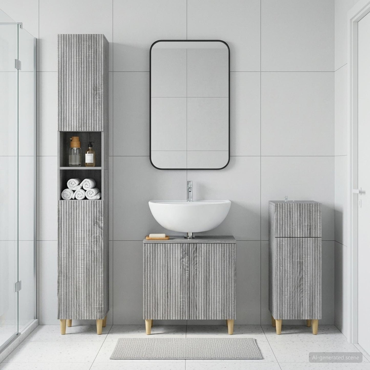 vidaXL 3 Piece Bathroom Cabinet Set ARNHEM Engineered Wood