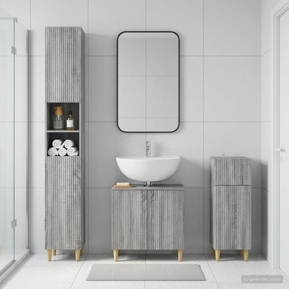 vidaXL 3 Piece Bathroom Cabinet Set ARNHEM Engineered Wood