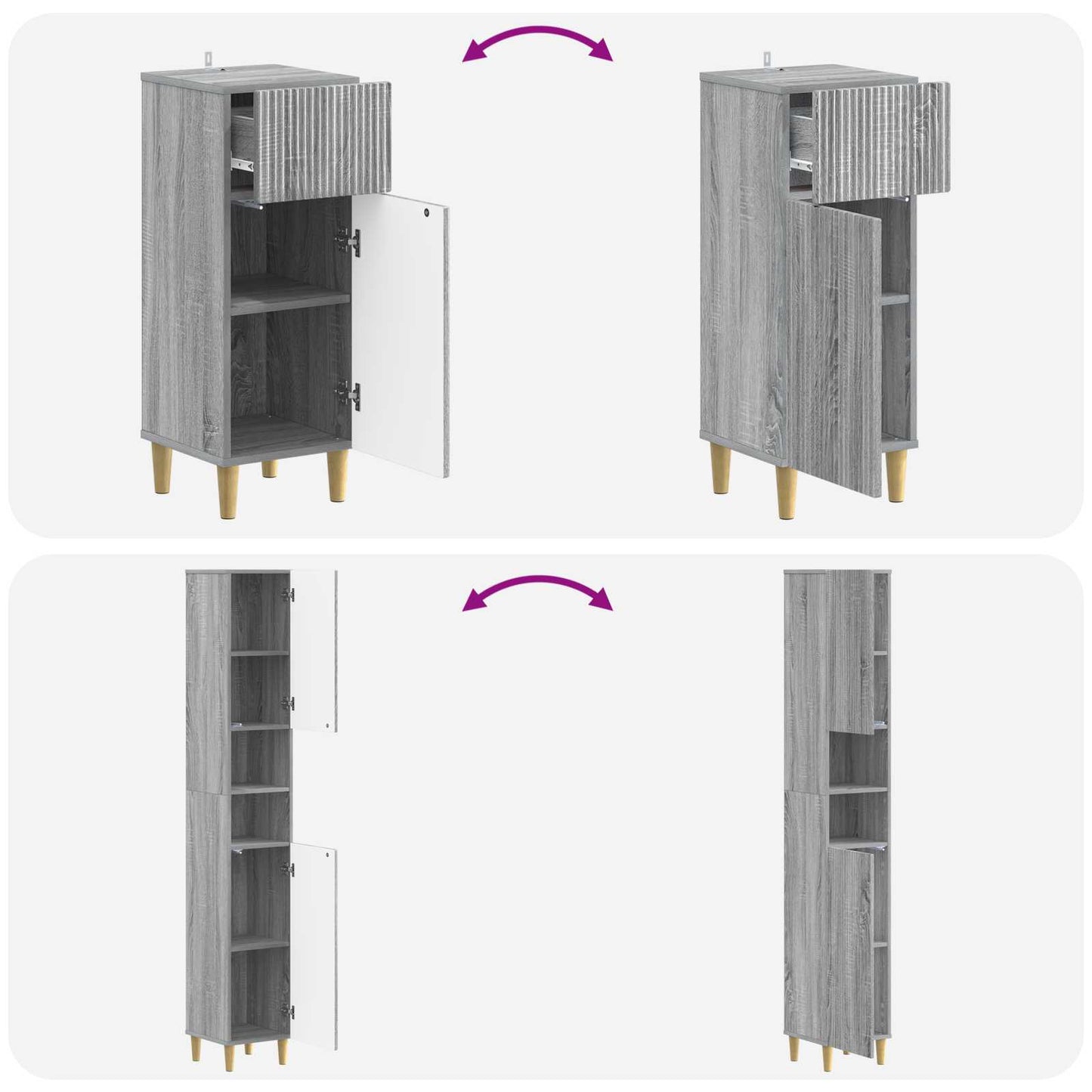 vidaXL 3 Piece Bathroom Cabinet Set ARNHEM Engineered Wood