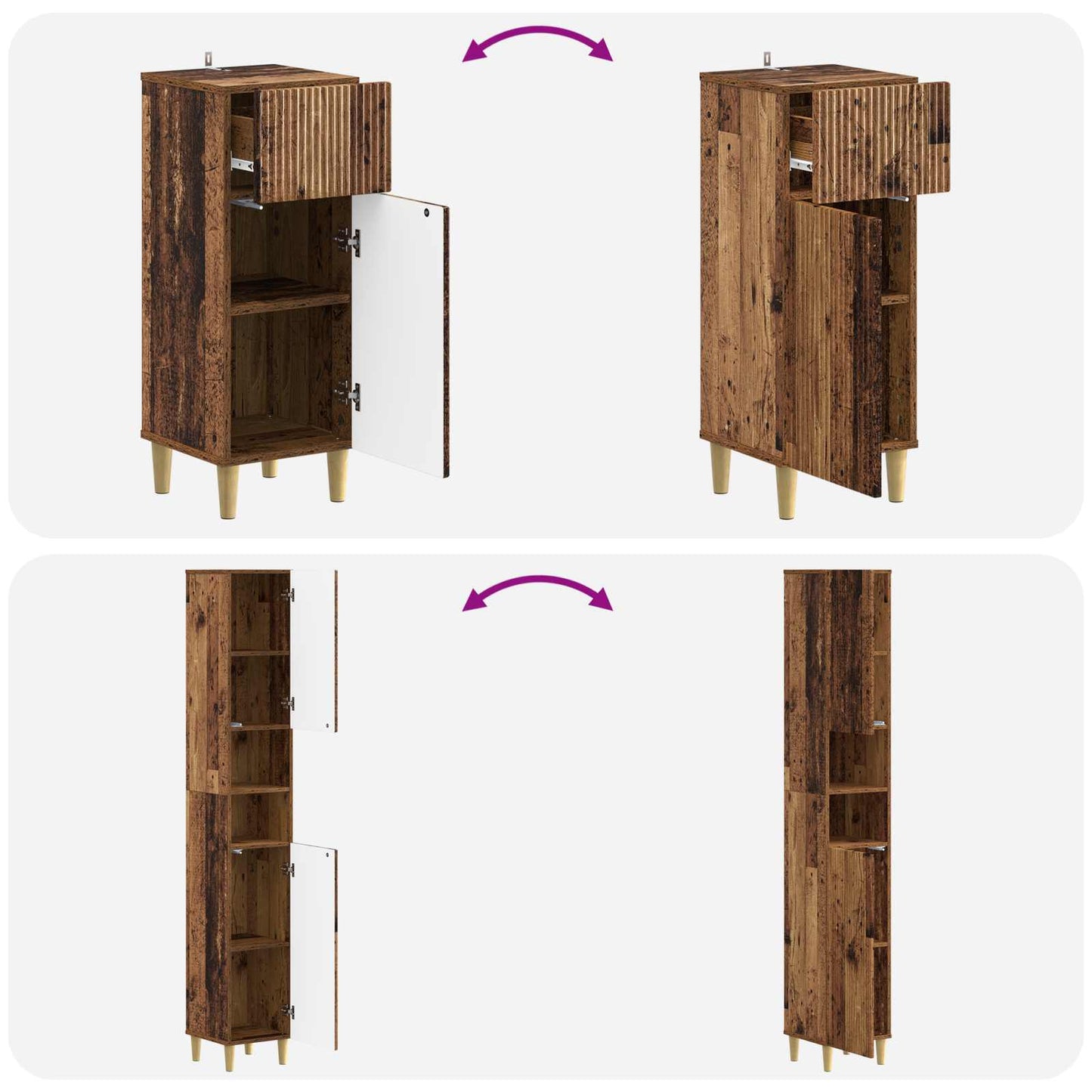 vidaXL 3 Piece Bathroom Cabinet Set ARNHEM Engineered Wood