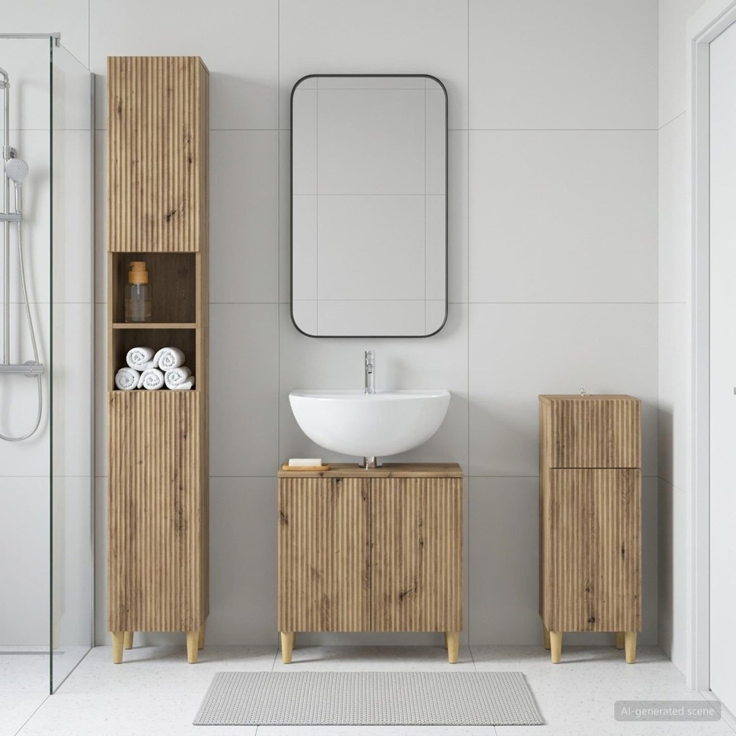 vidaXL 3 Piece Bathroom Cabinet Set ARNHEM Engineered Wood