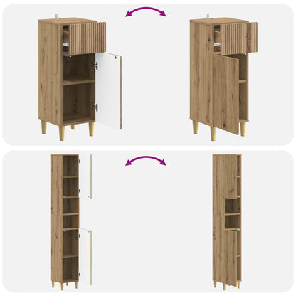 vidaXL 3 Piece Bathroom Cabinet Set ARNHEM Engineered Wood