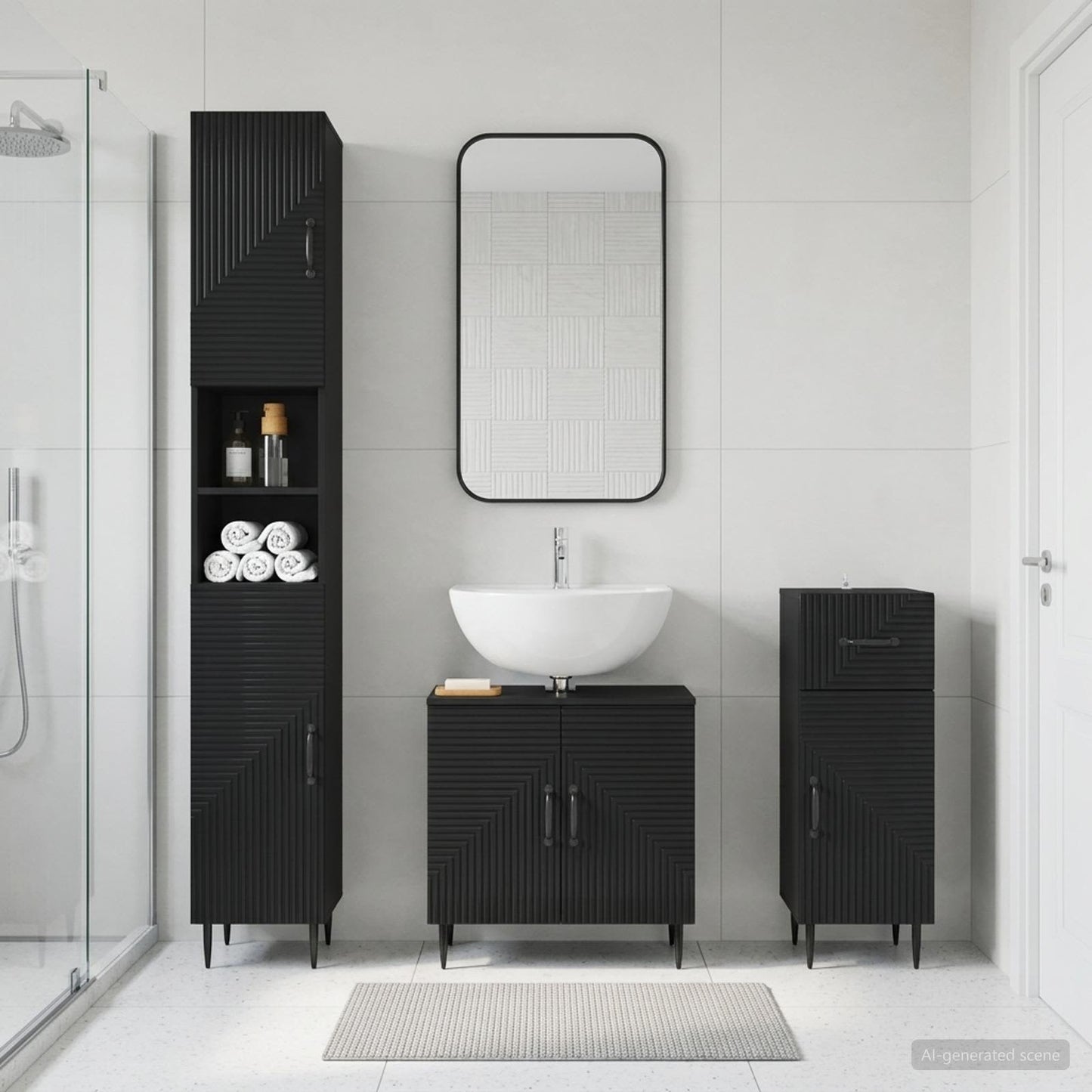 vidaXL 3 Piece Bathroom Cabinet Set HAARLEM Engineered Wood