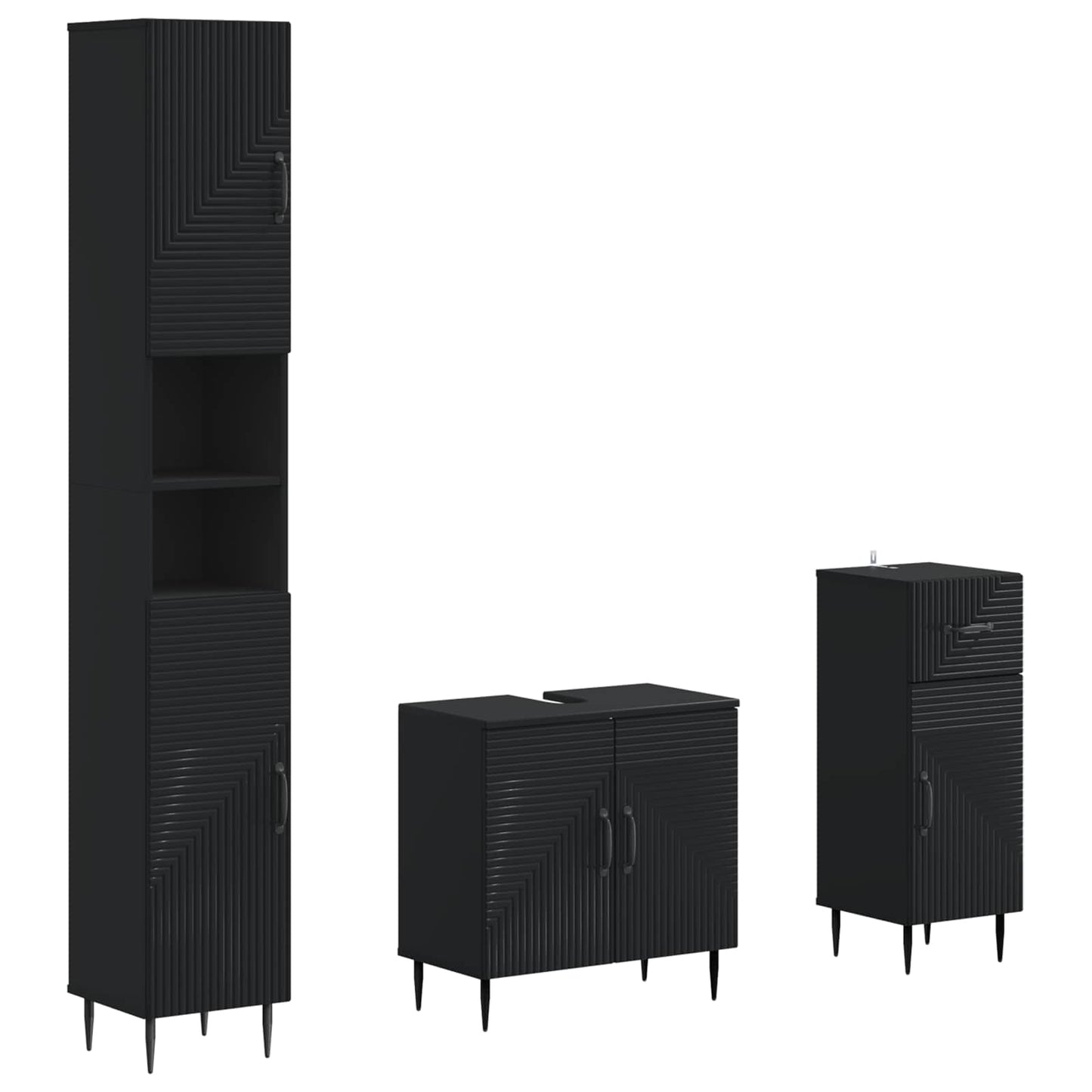 vidaXL 3 Piece Bathroom Cabinet Set HAARLEM Engineered Wood