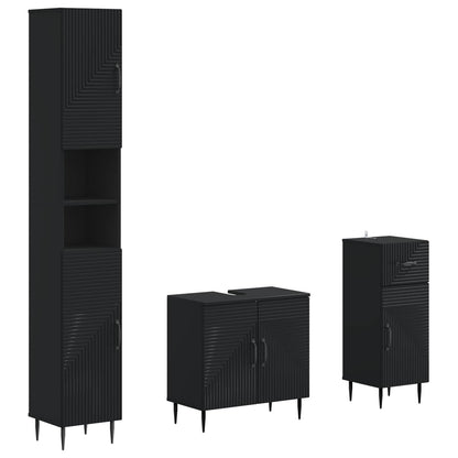 vidaXL 3 Piece Bathroom Cabinet Set HAARLEM Engineered Wood