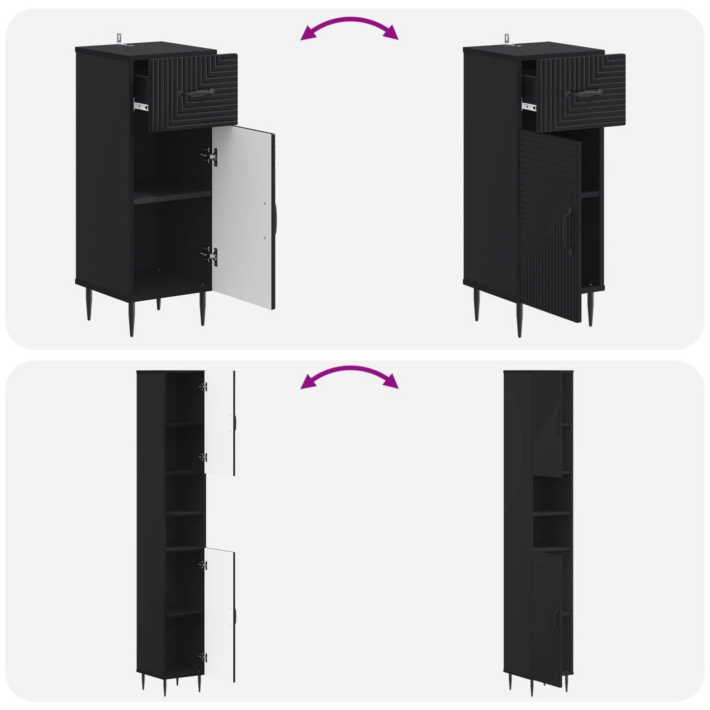 vidaXL 3 Piece Bathroom Cabinet Set HAARLEM Engineered Wood