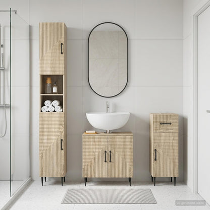 vidaXL 3 Piece Bathroom Cabinet Set HAARLEM Engineered Wood
