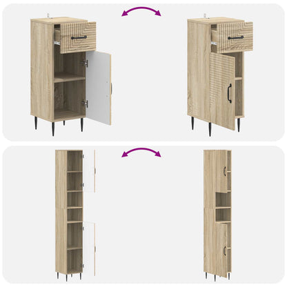 vidaXL 3 Piece Bathroom Cabinet Set HAARLEM Engineered Wood