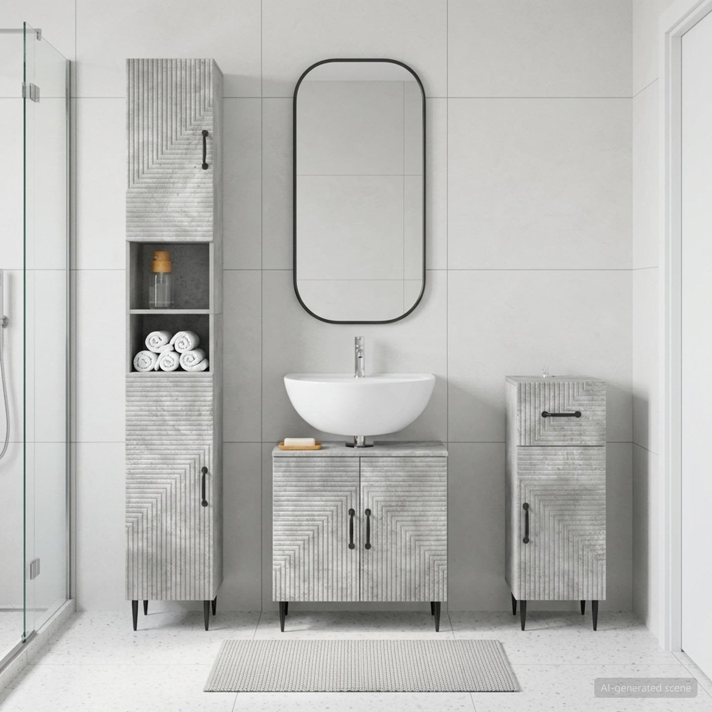 vidaXL 3 Piece Bathroom Cabinet Set HAARLEM Engineered Wood