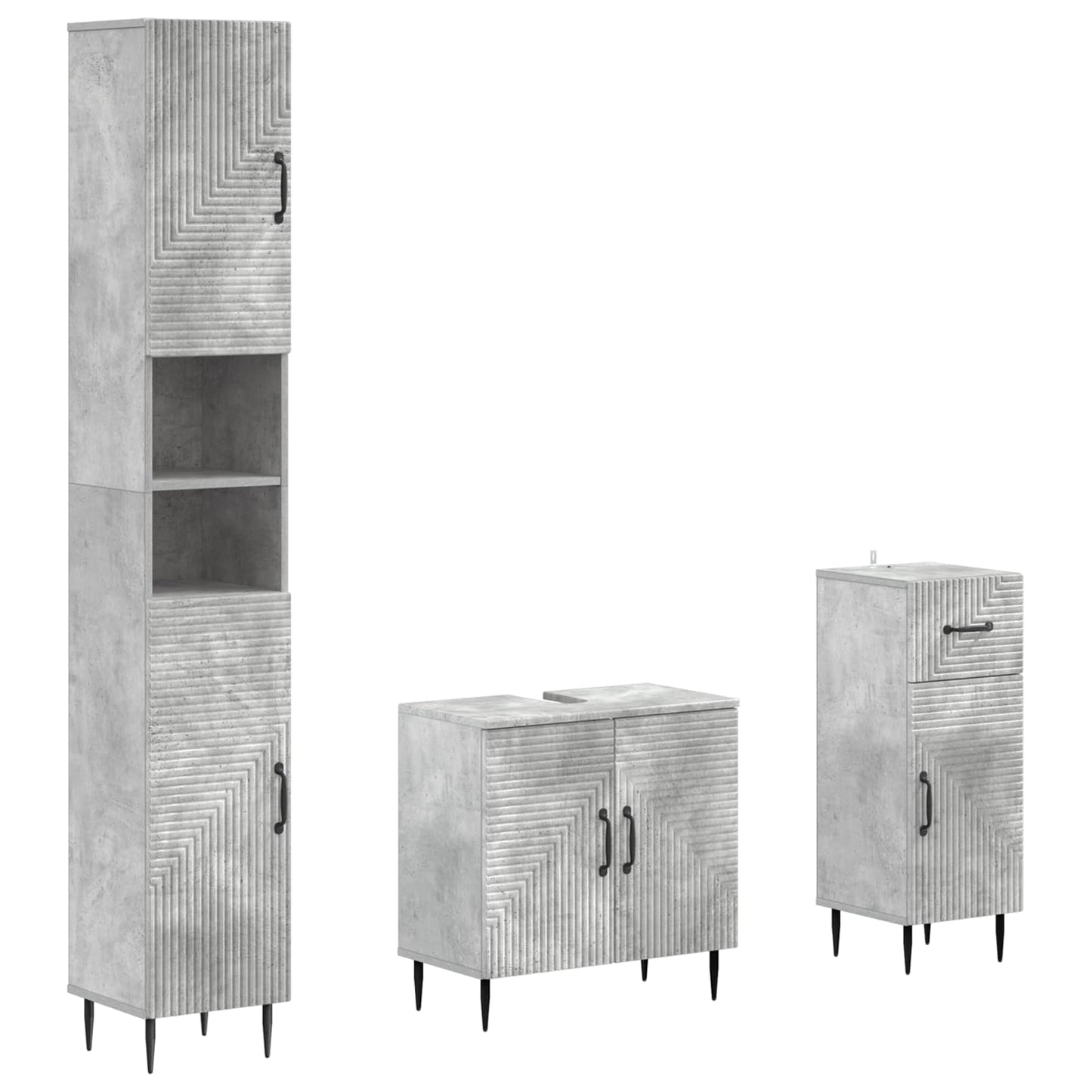 vidaXL 3 Piece Bathroom Cabinet Set HAARLEM Engineered Wood