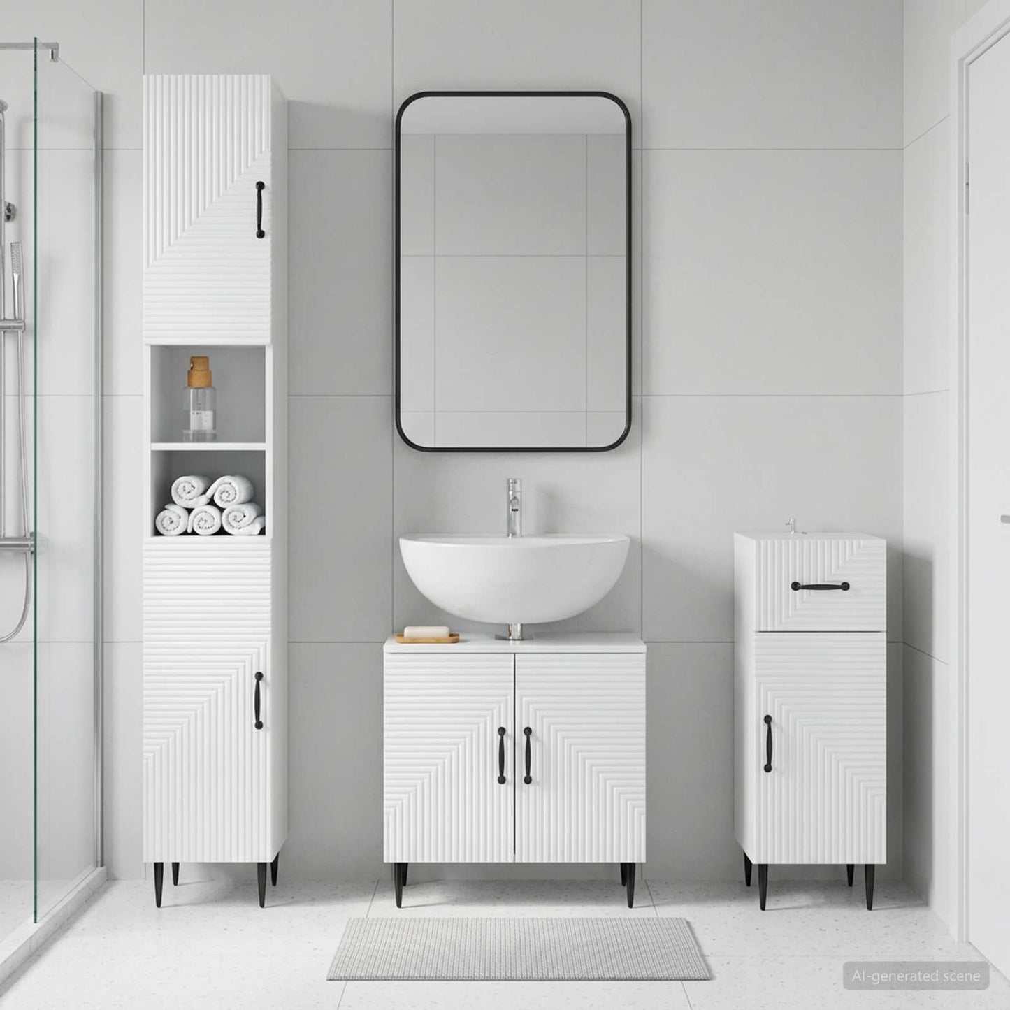 vidaXL 3 Piece Bathroom Cabinet Set HAARLEM Engineered Wood