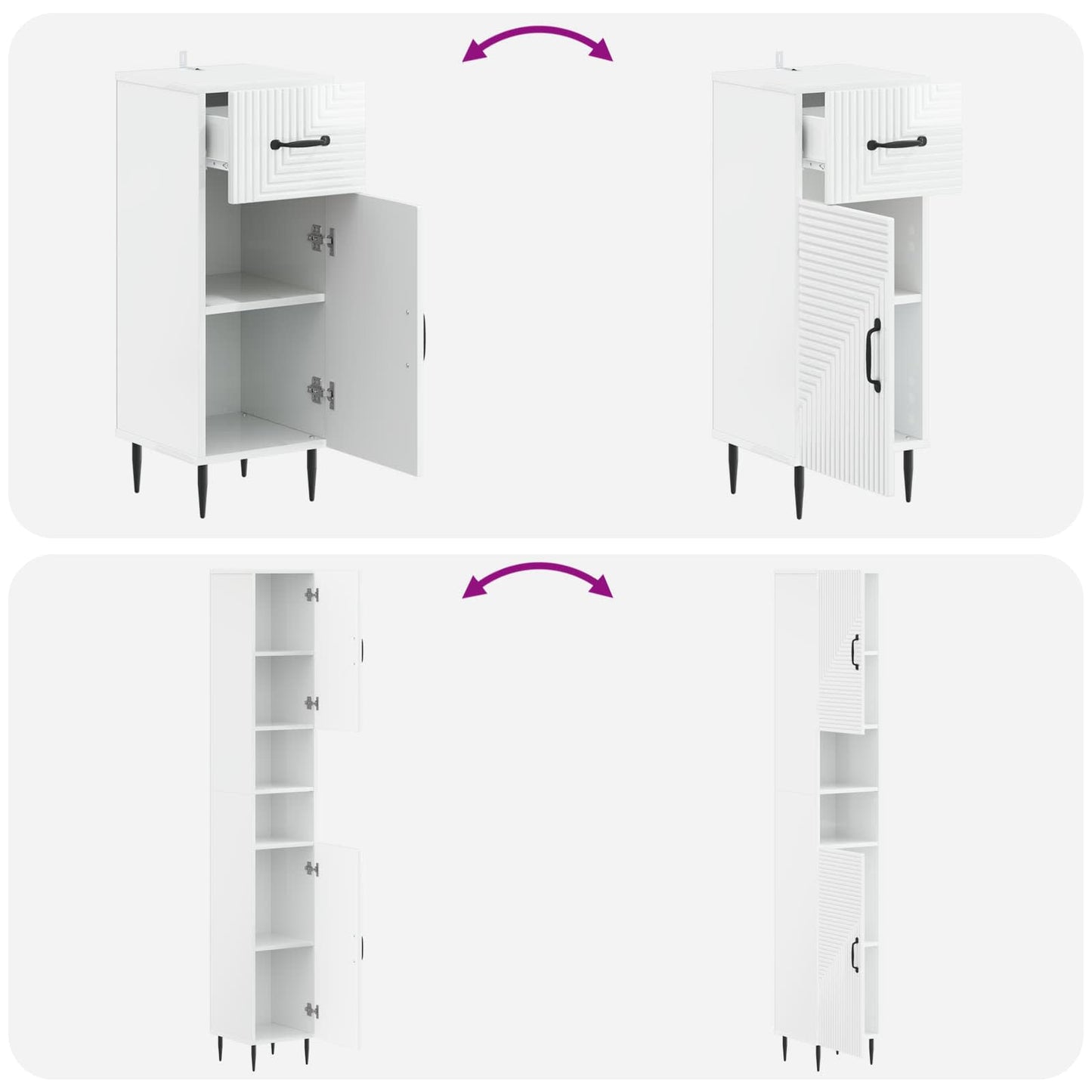 vidaXL 3 Piece Bathroom Cabinet Set HAARLEM Engineered Wood