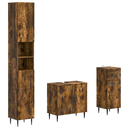 vidaXL 3 Piece Bathroom Cabinet Set HAARLEM Engineered Wood