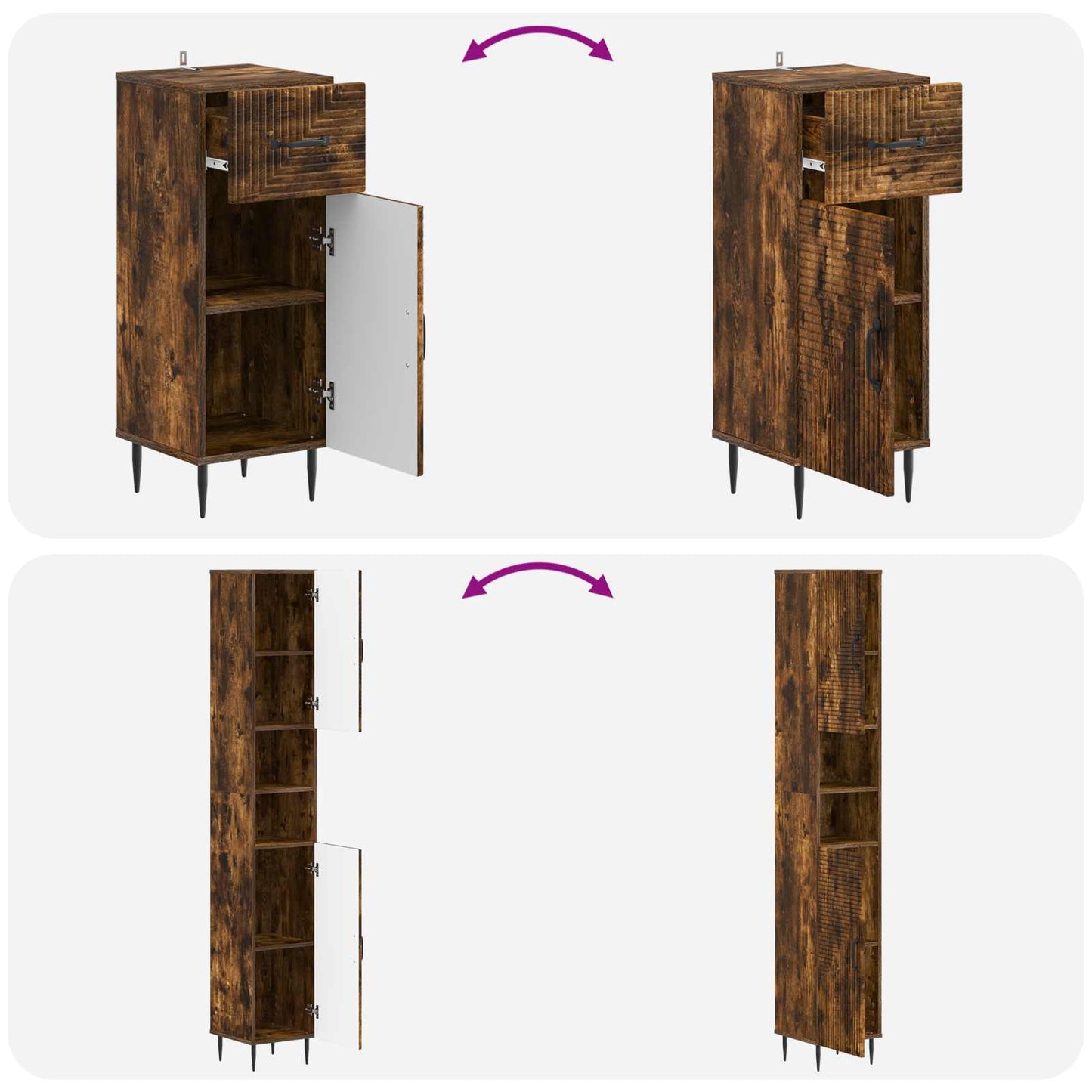 vidaXL 3 Piece Bathroom Cabinet Set HAARLEM Engineered Wood