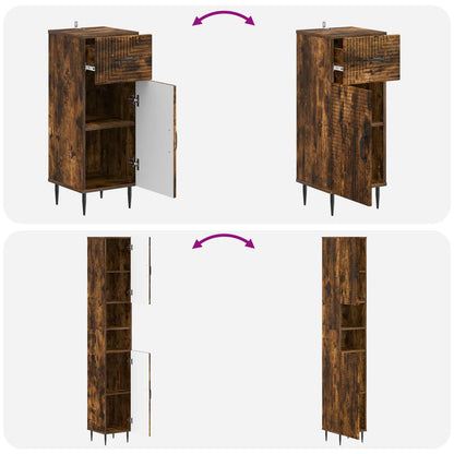 vidaXL 3 Piece Bathroom Cabinet Set HAARLEM Engineered Wood