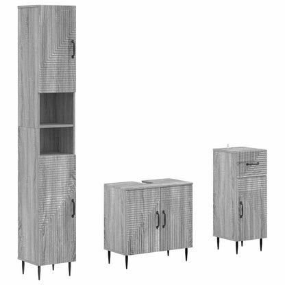 vidaXL 3 Piece Bathroom Cabinet Set HAARLEM Engineered Wood