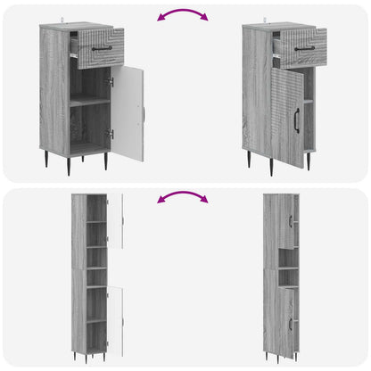 vidaXL 3 Piece Bathroom Cabinet Set HAARLEM Engineered Wood