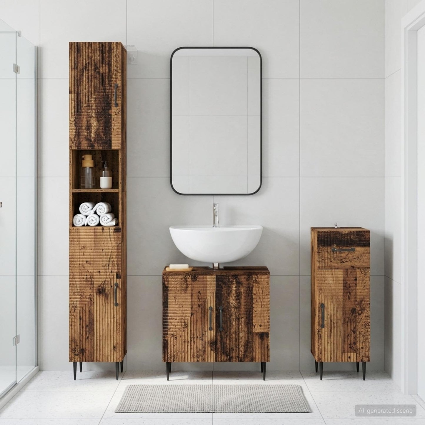 vidaXL 3 Piece Bathroom Cabinet Set HAARLEM Engineered Wood