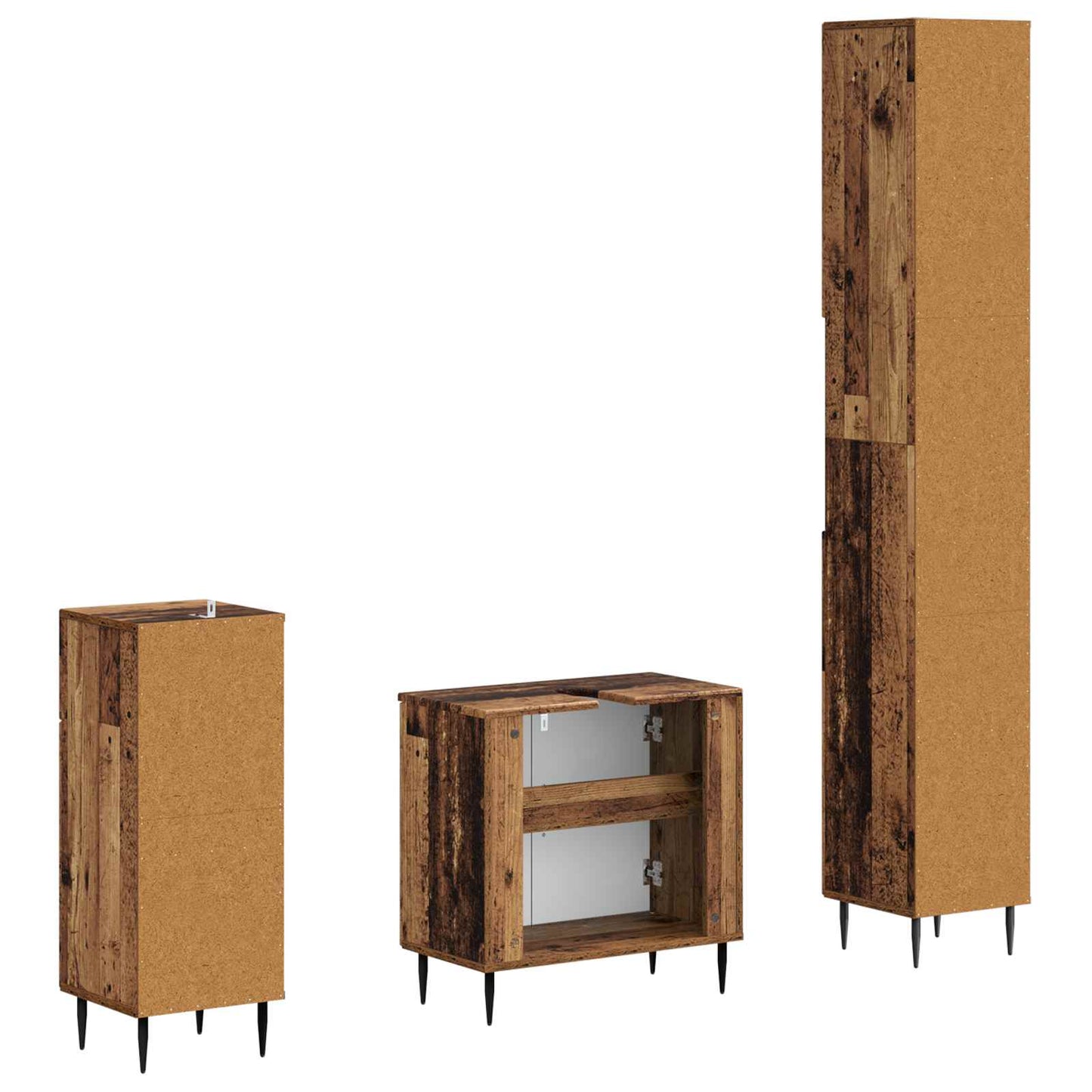 vidaXL 3 Piece Bathroom Cabinet Set HAARLEM Engineered Wood