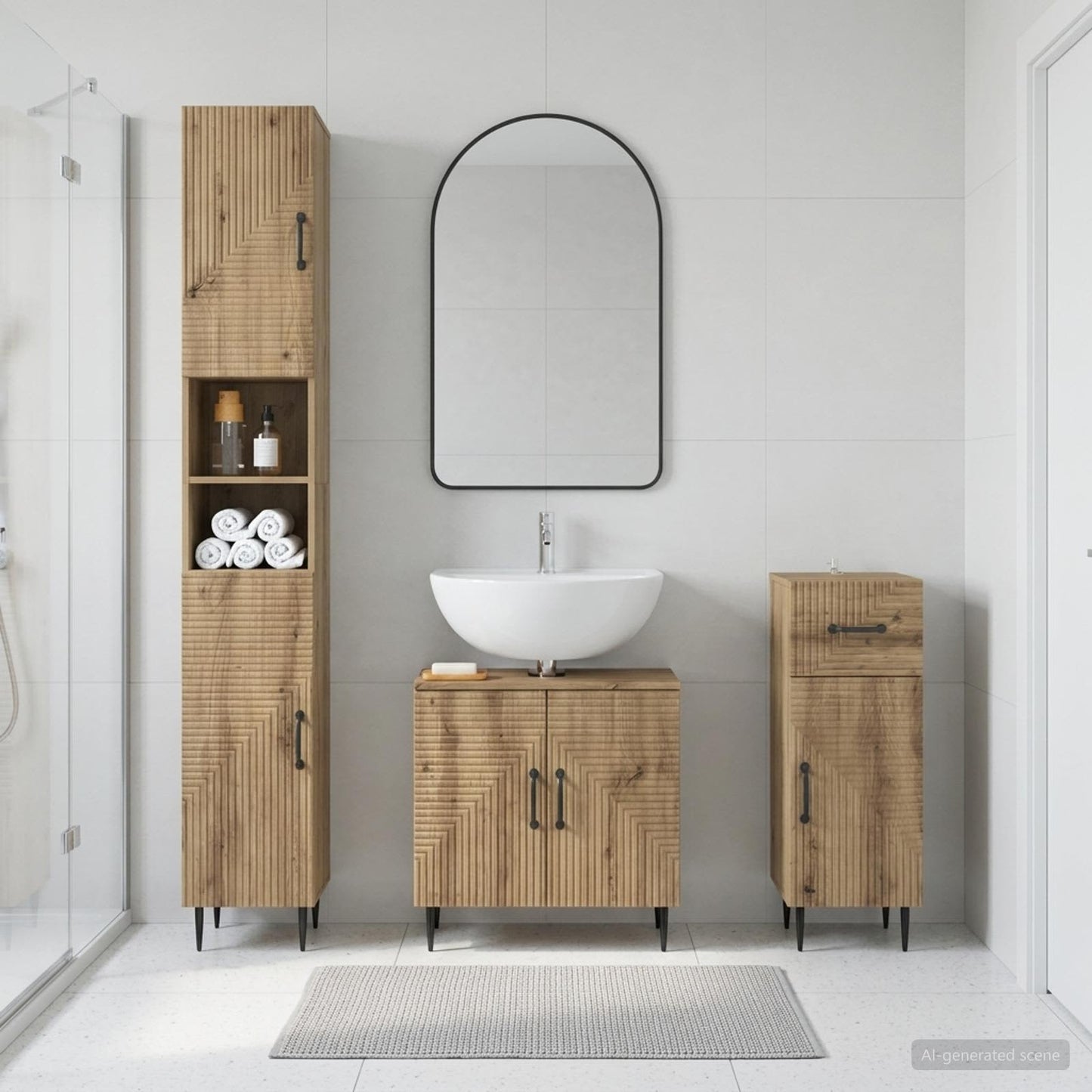 vidaXL 3 Piece Bathroom Cabinet Set HAARLEM Engineered Wood
