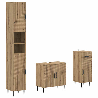 vidaXL 3 Piece Bathroom Cabinet Set HAARLEM Engineered Wood
